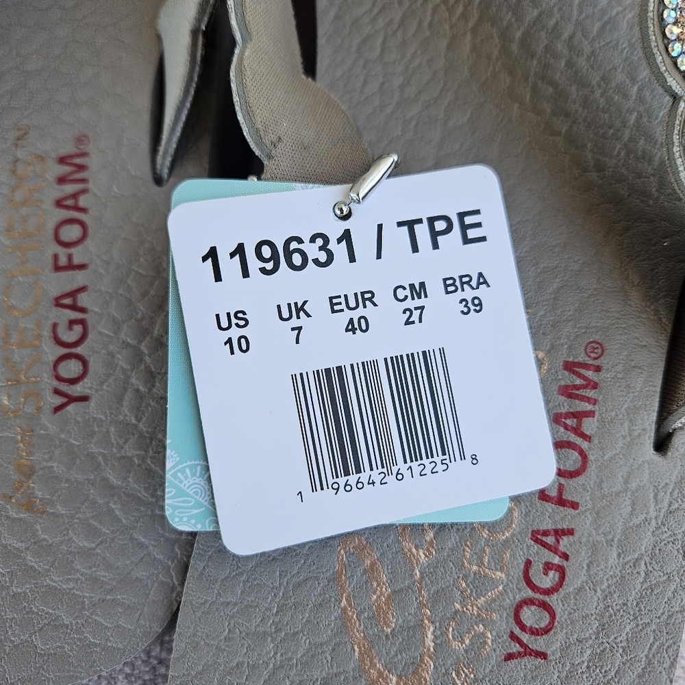 Skechers Vinyasa Happy Spring Taupe Flip Flop Platform Wedge Sandel Women SZ 10 - Picture 4 of 5